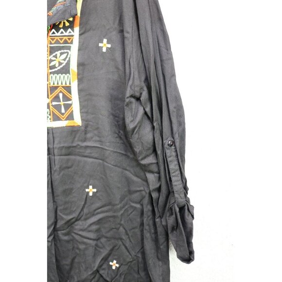 Sacred Threads Embroidered Roll-Tabbed Sleeves Blouse-Size Medium-Rayon - Picture 2 of 9